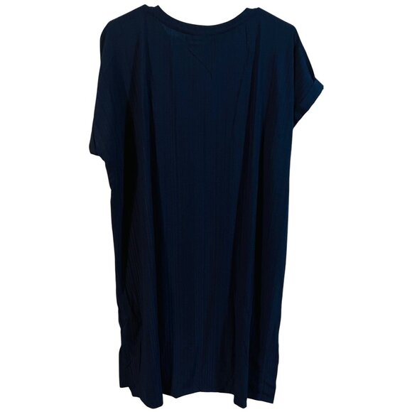 Lularoe Navy Blue Chelsea Dress XL Ribbed Pattern Comfort Stretch Cap Sleeve - Picture 2 of 3